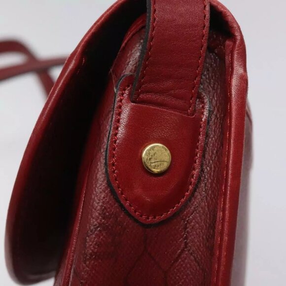 Christian Dior Honeycomb Canvas Shoulder Bag PVC Leather Red Gold Auth - Picture 10 of 16